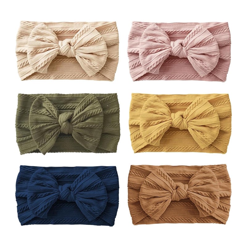 Fecawd 6PCS Baby Headbands, Girls Headbands with Bows, Soft Stretchy Nylon Hair Bands Hair Accessories for Newborn Infant Toddler - Image 1